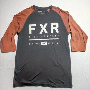 FXR half sleeve T-shirt men's size S black and brown with graphic design